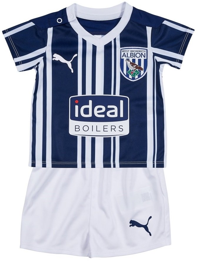 Kit infantil oficial Puma West Bromwich Albion 2020 2021 I jogador